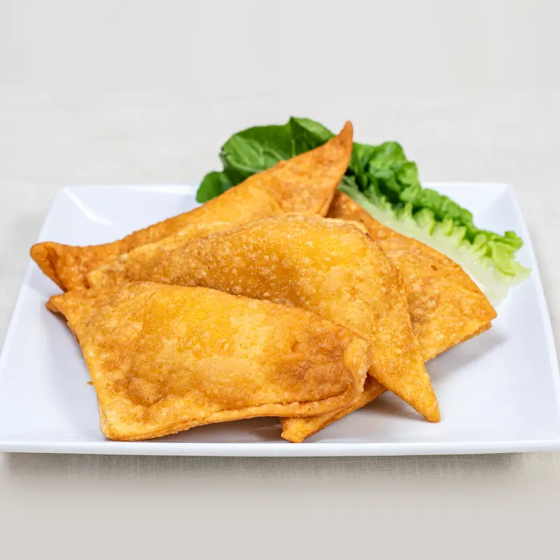 Golden fried cream cheese wontons with lettuce